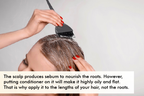 applying hair conditioner to your hair roots is a mistake