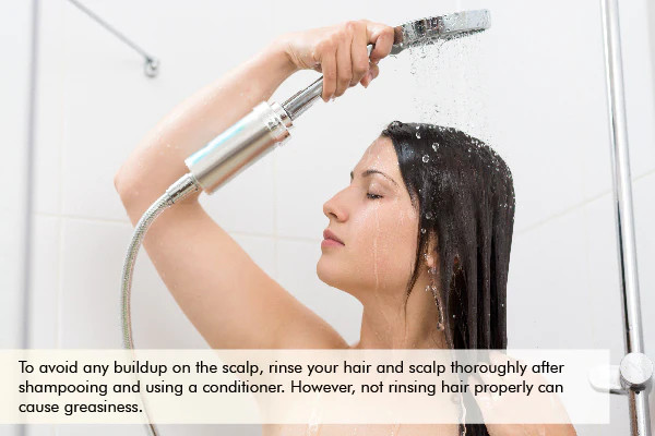 rinse your hair thoroughly to avoid scalp buildup and hair loss