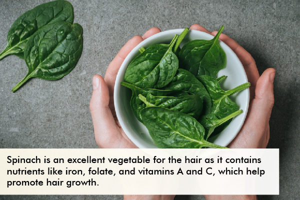 spinach is a beneficial vegetable which helps boost hair growth