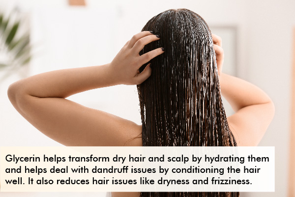glycerin helps moisturize dry hair and works as a natural hair conditioner