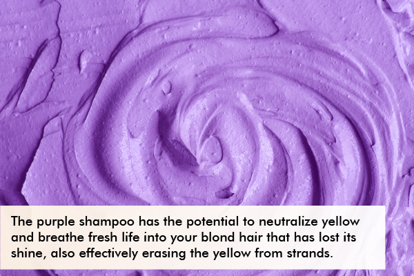 purple shampoo can help remove yellowing of hair after bleaching