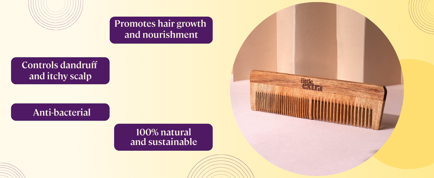 neem wood comb for healthy scalp controls dandruff itch and hair fall